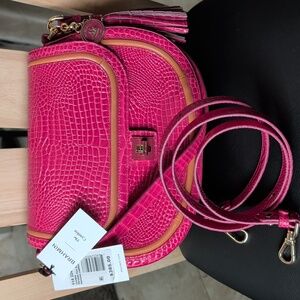 Brahmin "Cynthia" Paradise Pink Darlington Shoulder Bag With Crossbody Strap